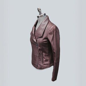 Vince Leather Cross-Front Moto Jacket